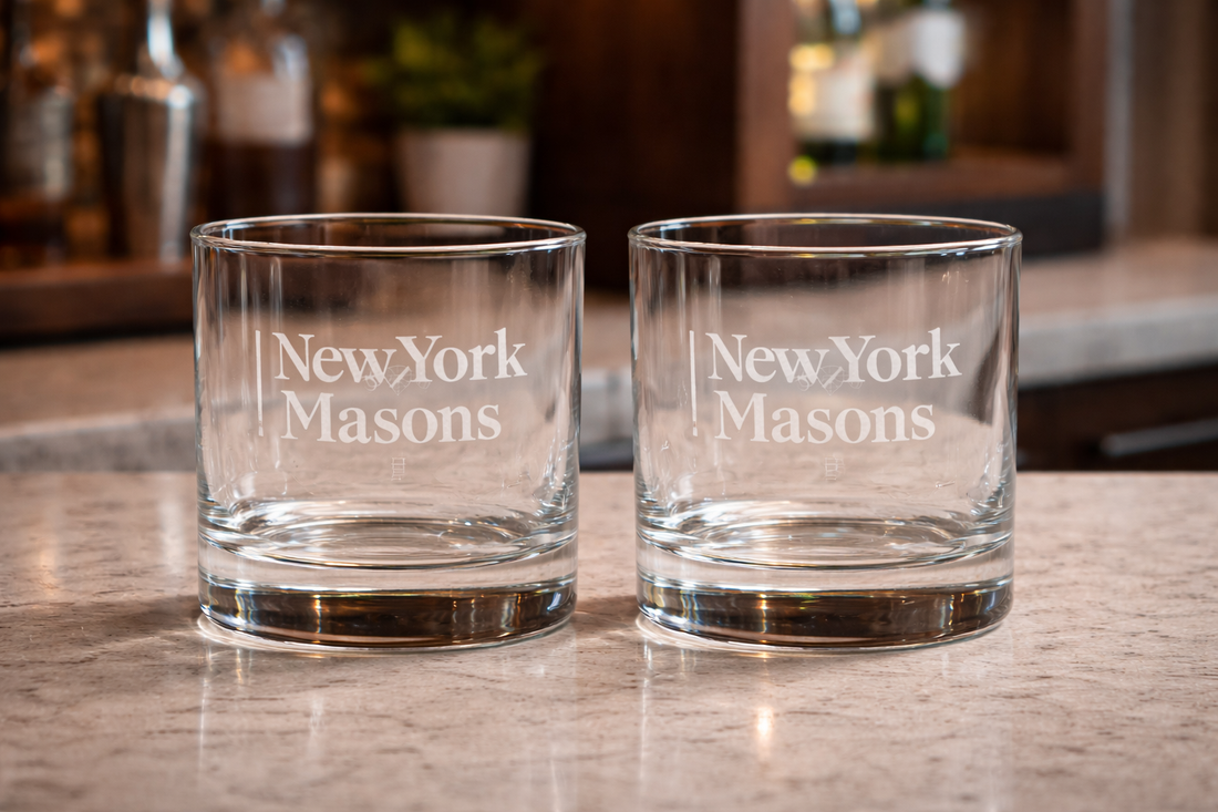 New York Masons Rocks Glass Set - 2 Piece Collection