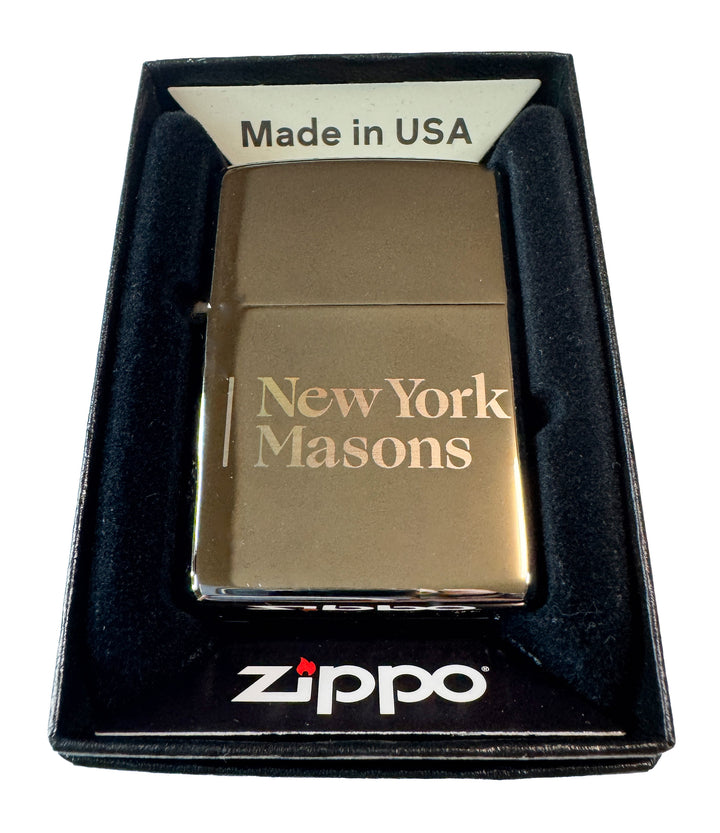 NY Masons Zippo High Polish Chrome Lighter