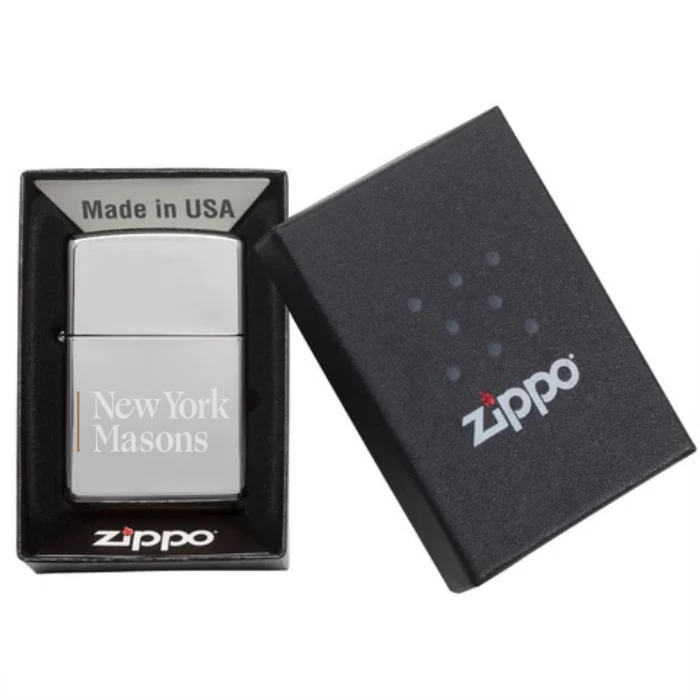 NY Masons Zippo High Polish Chrome Lighter